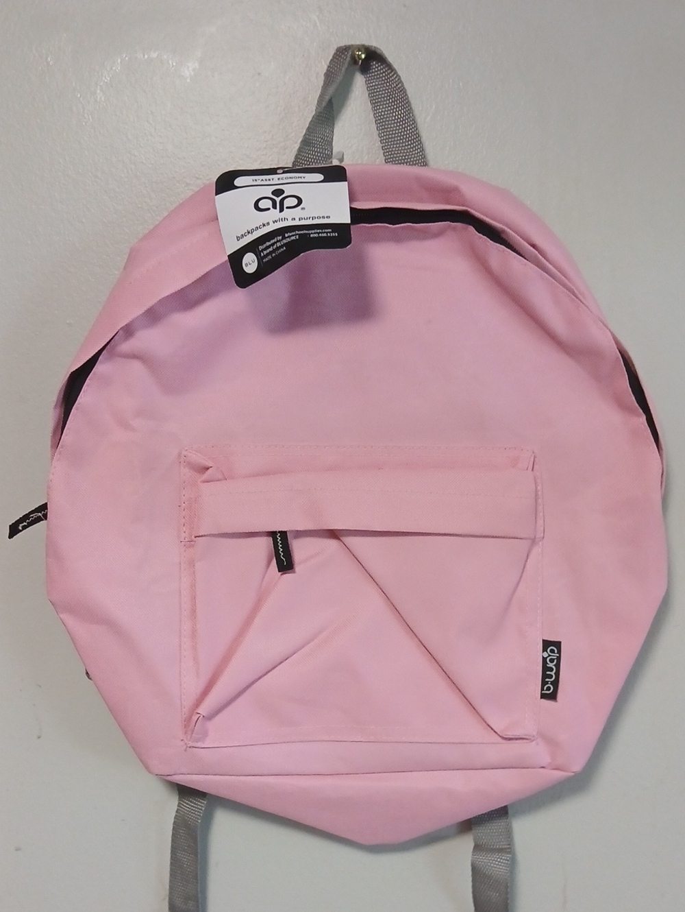Round Pink Backpack with Front Pocket by ap